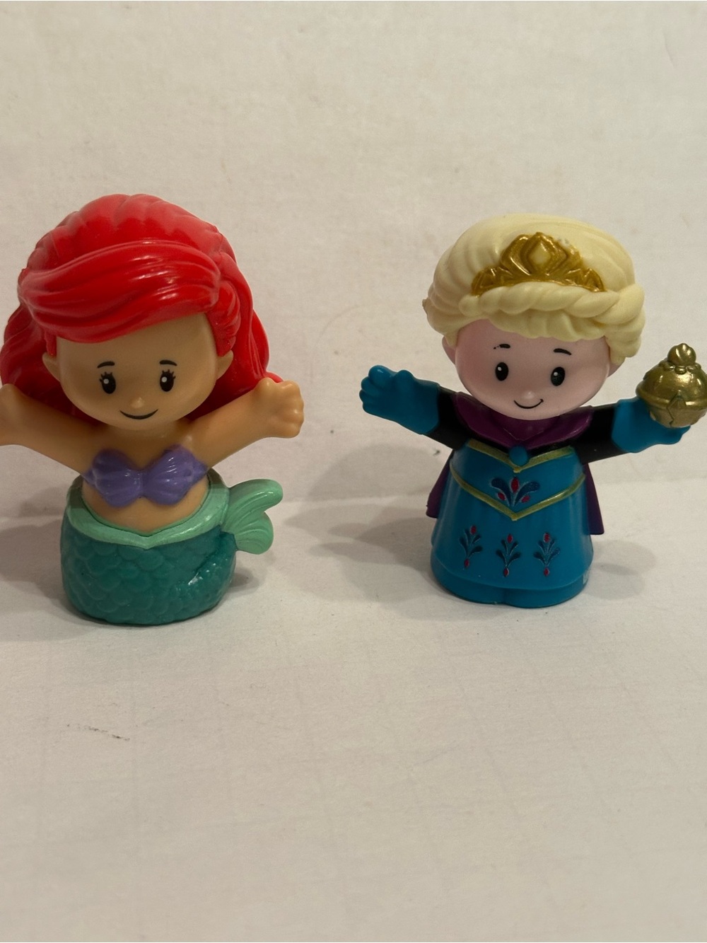 Mattel Little People Ariel Mermaid Red Hair & Anna Blue Dress Figures